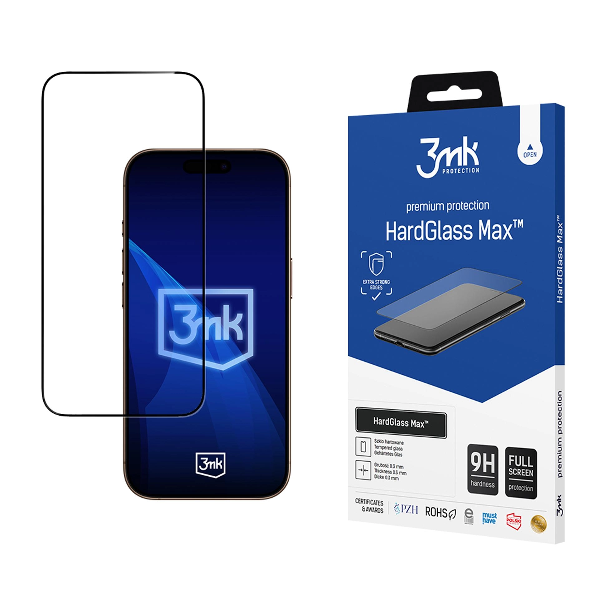 Szkło hartowane 3mk HardGlass Max Black do iPhone 17 Pro Max