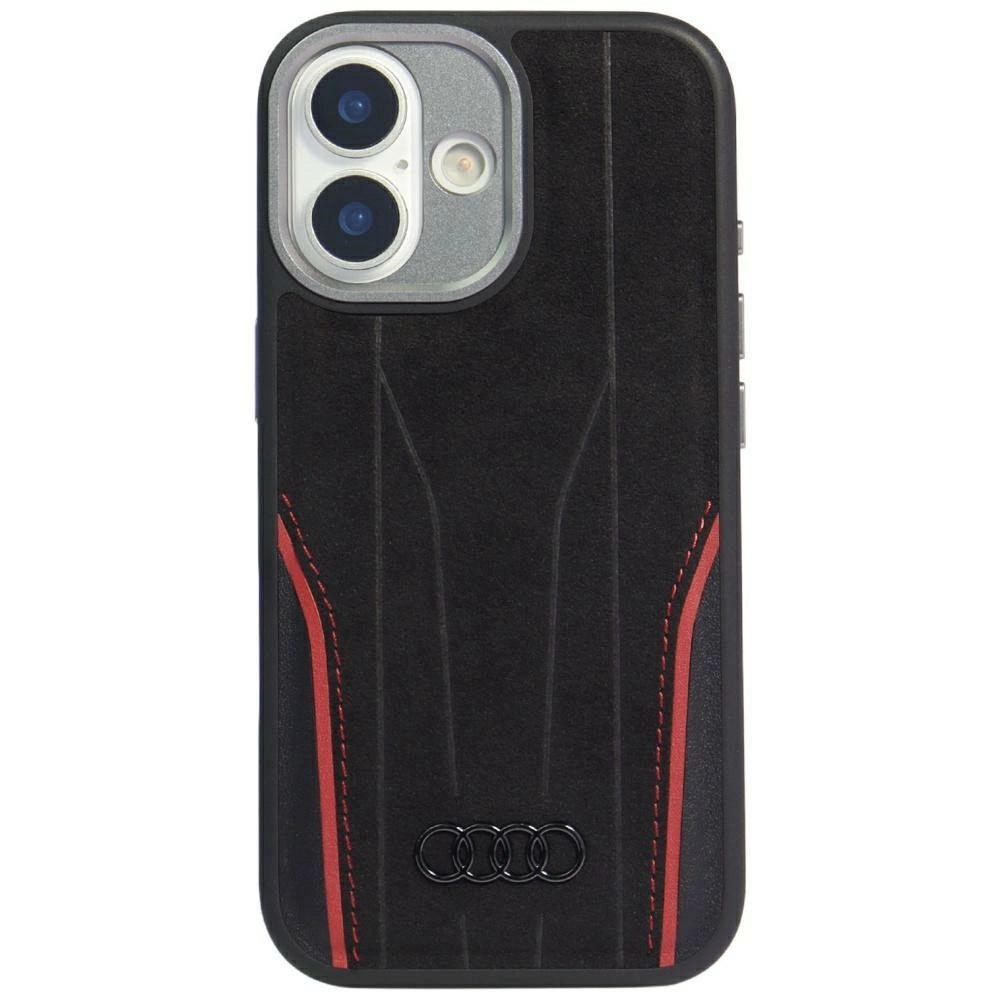 Etui AUDI Genuine Leather MagSafe do iPhone 17 Pro Czarno-czerwony