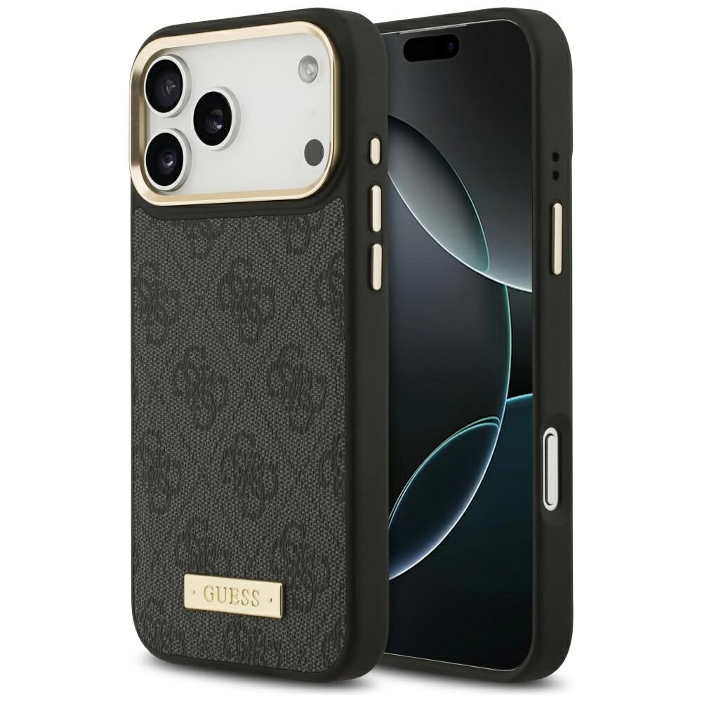 Etui Guess 4G Logo Plate MagSafe do iPhone 17 Pro Max czarny