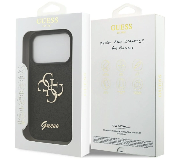 Guess Fixed Glitter Big 4G do iPhone 17 Pro Czarny