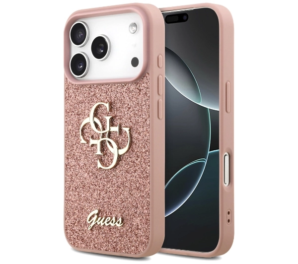 Guess Fixed Glitter Big 4G do iPhone 17 Pro różowy