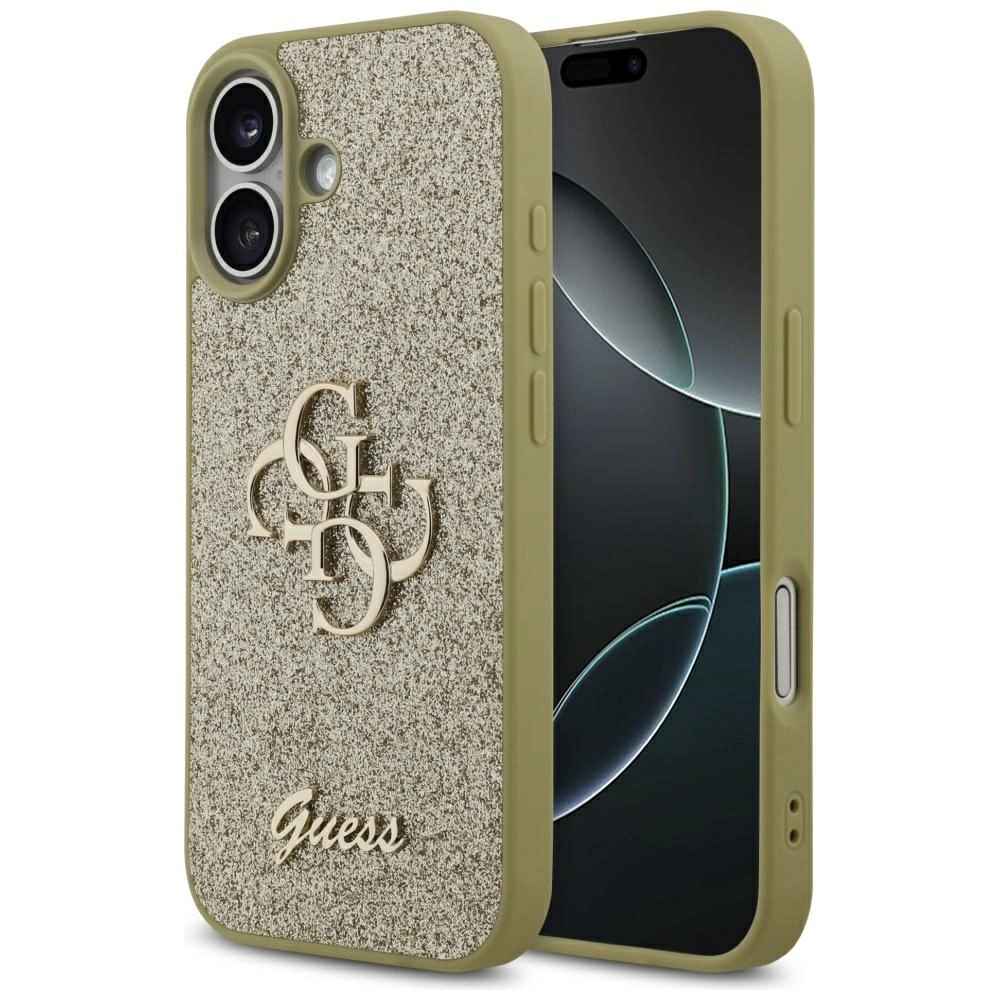 Etui Guess Fixed Glitter Big 4G do iPhone 17 złoty