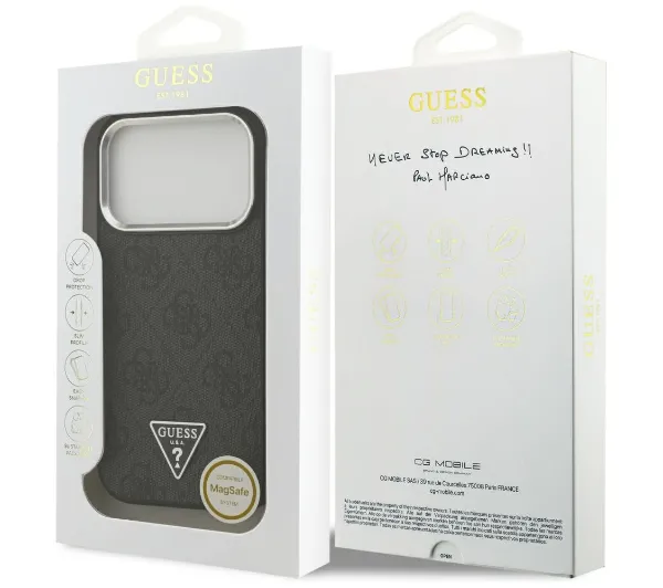 Guess 4G Triangle Logo MagSafe do iPhone 17 Pro Czarny srebrny