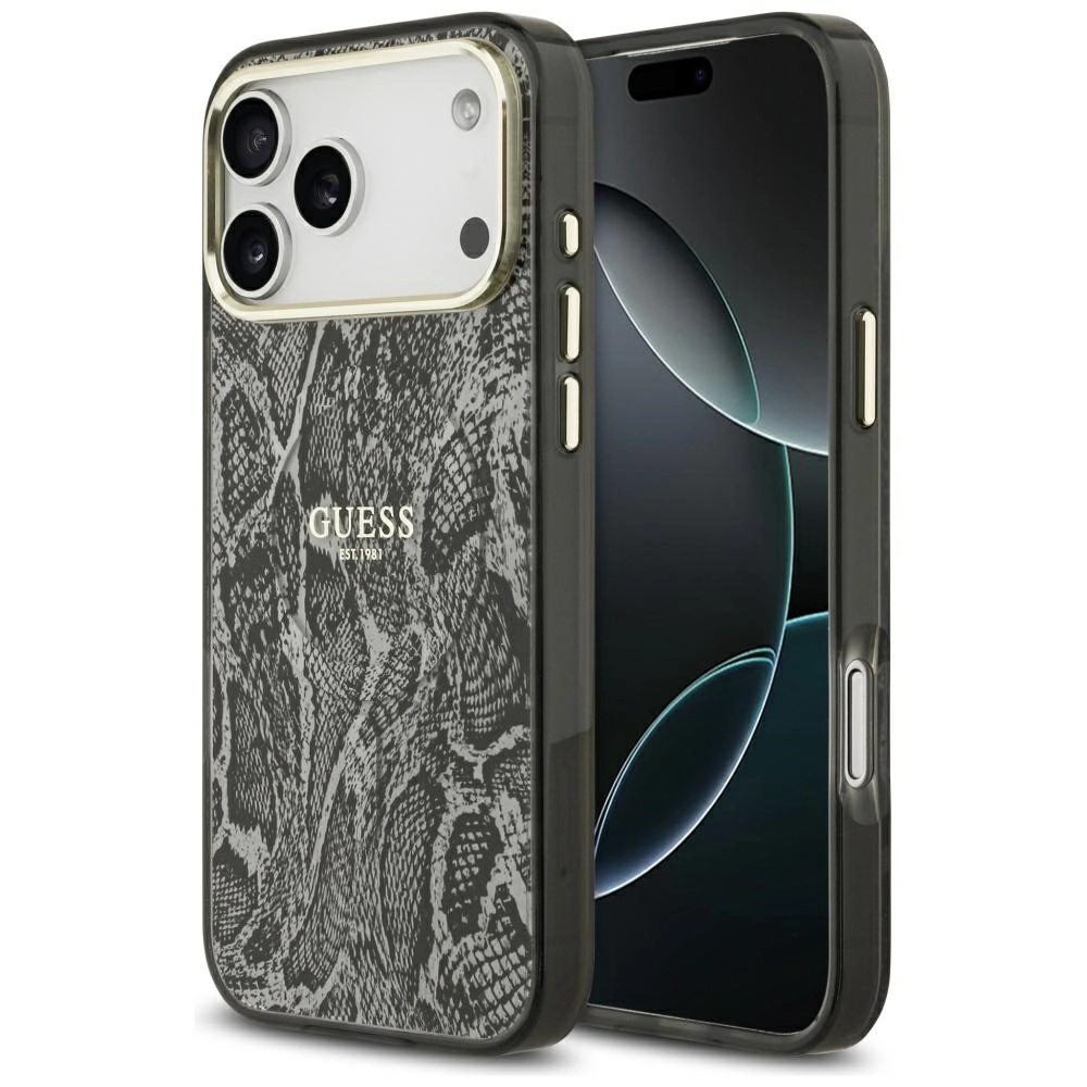 Etui Guess Python Pattern MagSafe do iPhone 17 Pro Max czarny