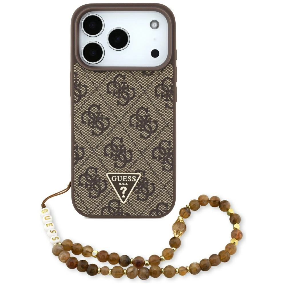 Etui Guess 4G Strap Triangle Logo MagSafe do iPhone 17 Pro brązowy