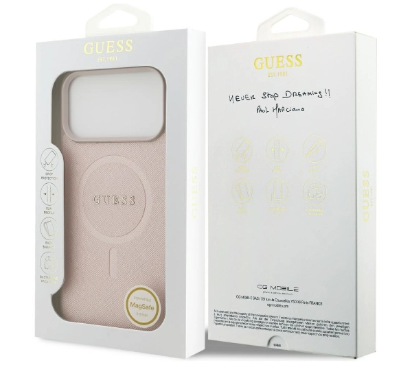 Guess Saffiano Classic Logo MagSafe do iPhone 17 Pro Max różowy