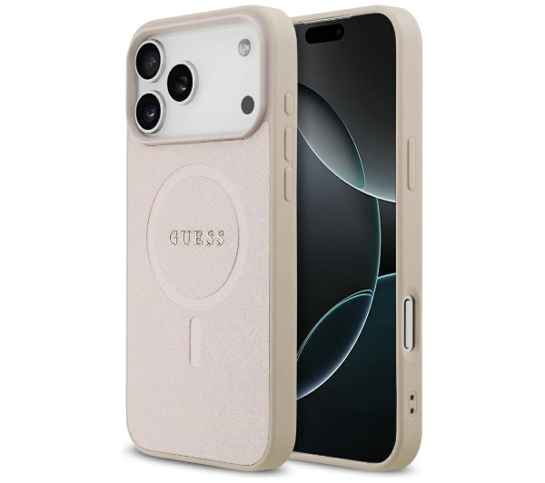 Etui GUESS Saffiano Classic Logo MagSafe do Apple iPhone 17 Pro Max Różowy