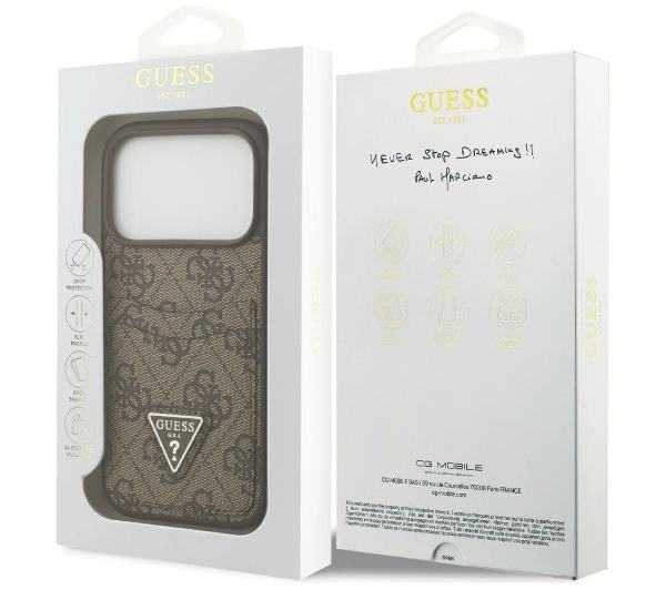 Guess 4G Double Card Triangle do iPhone 17 Pro brązowy