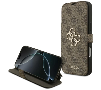 Etui Guess Book 4G Metal Logo do iPhone 17 Pro Max Brązowy