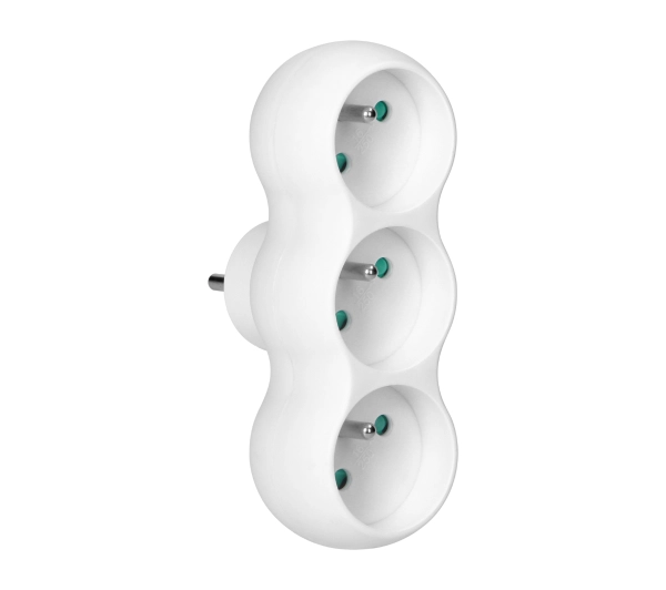 Orno OR-AE-13251 "Bałwanek" z wtyczką centralną, 3 gniazda Biały