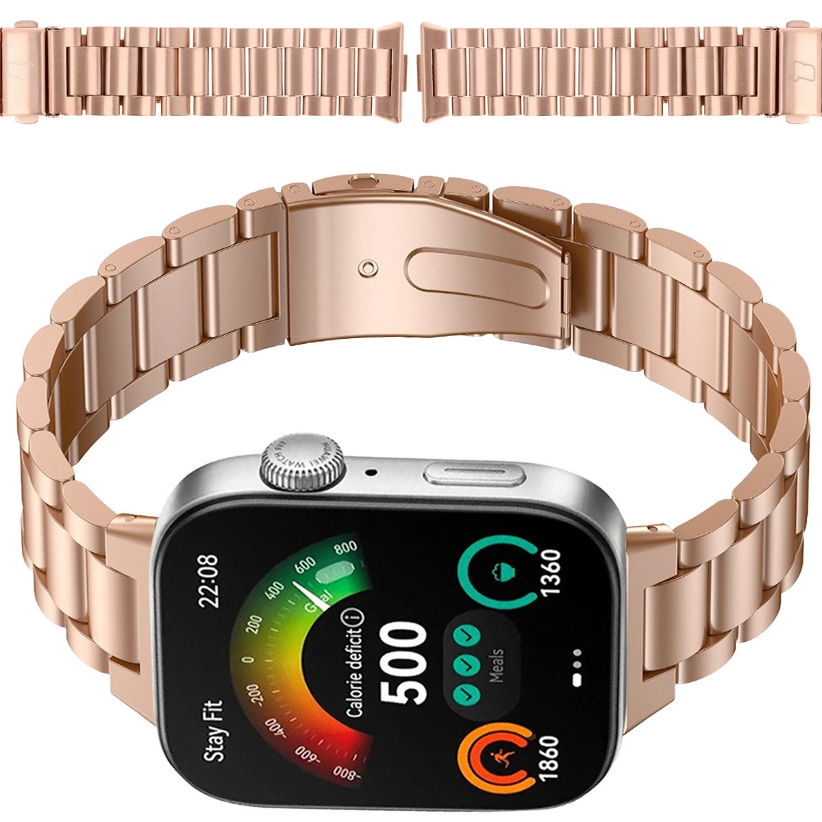 Bransoleta Bizon ze stali nierdzewnej do Huawei Watch Fit 4 / Huawei Watch Fit 4 Pro / Huawei Watch Fit 5 różowo-złoty