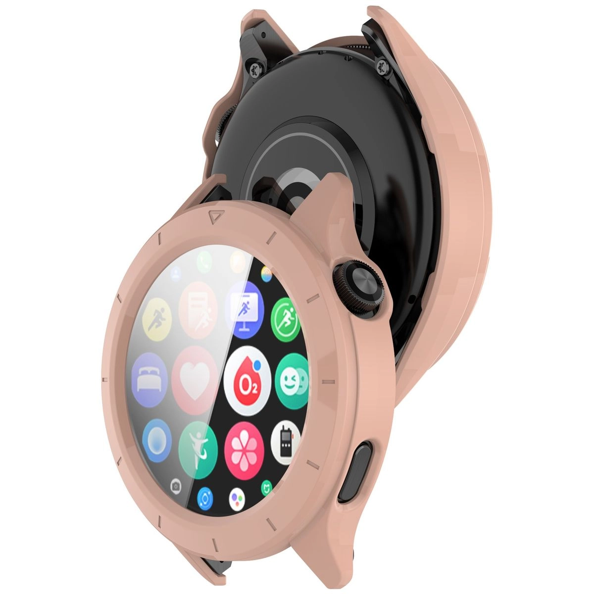 Nakładka na tarczę Bizon ze szkłem do Xiaomi Watch S4 różowy
