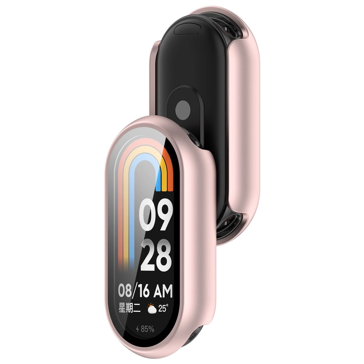 Nakładka na tarczę Bizon ze szkłem do Xiaomi Smart Band 10 jasnoróżowy