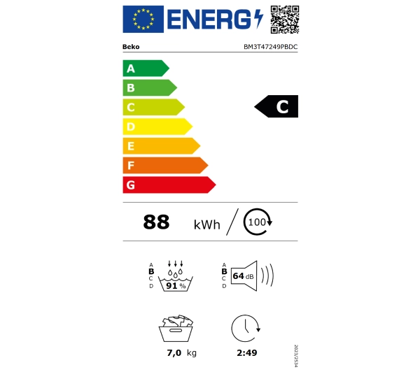 Beko pralka b300 BM3WFU57215PBDC EnergySpin Slim 7kg 1200obr/min + suszarka b300 BM3T47249PBDC Slim 47cm 7kg - Kup na Raty - RRSO 0%