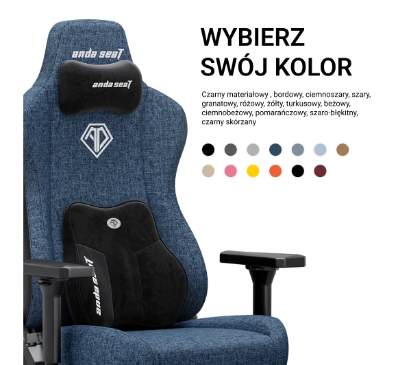 Anda Seat Kaiser 3E XL Gamingowy do 150kg Tkanina Granatowy - Kup na Raty - RRSO 0%