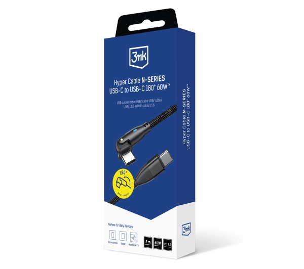 3mk Hyper Cable N-SERIES USB-C do USB-C 2m 20V/3 A 60W Czarny