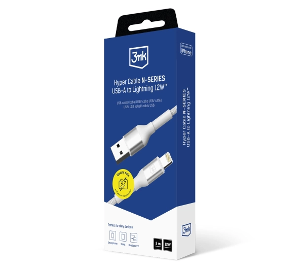 3mk Hyper Cable N-SERIES A to Lightning 2m 5V/2.4A 12W White