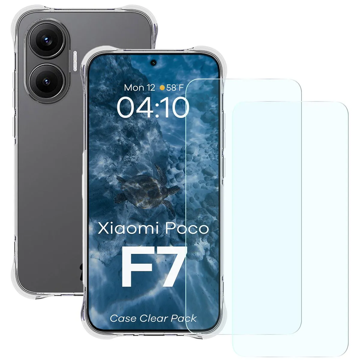 Zestaw ochronny Bizon elastyczne etui Salpa + 2x szkło hartowane Clear Pack do POCO F7