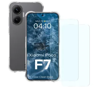 Bizon elastyczne etui Salpa + 2x szkło hartowane Clear Pack do POCO F7