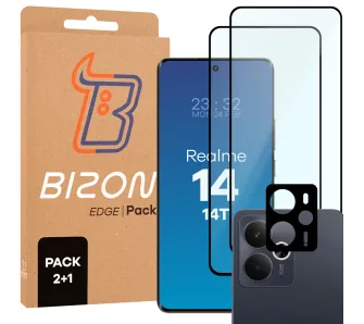 Zestaw ochronny Bizon 2x Szkło + szybka na aparat Edge 2 Pack do Realme 14 5G / 14T 5G