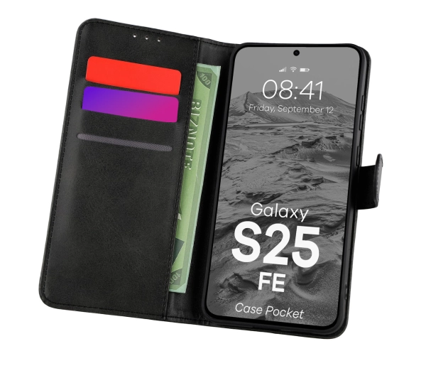 Bizon z klapką Pocket do Samsung Galaxy S25 FE Czarny
