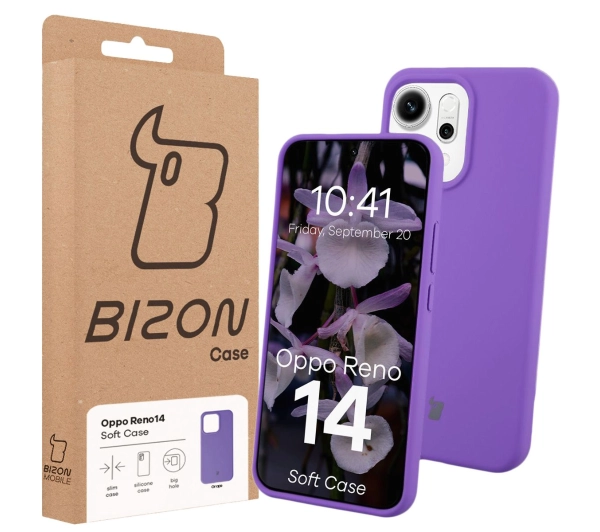 Bizon Silikonowe Soft do Oppo Reno14 Fioletowy