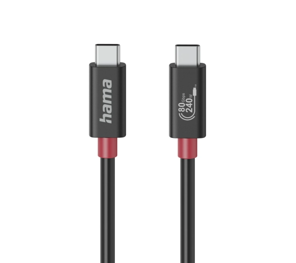Hama USB-C do USB-C 80Gpbs 240W 1m Czarno-Czerwony 