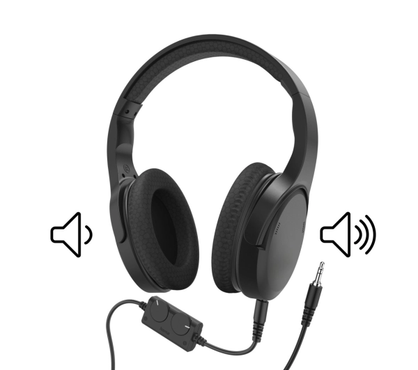 Hama 00221846 TV Headphones Cable Nauszne Kabel 6m Regulacja Głośności Czarny