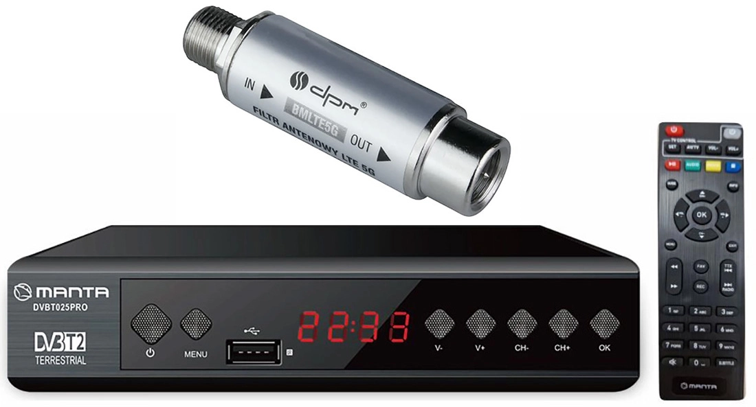 Dekoder Manta DVBT025PRO + Filtr