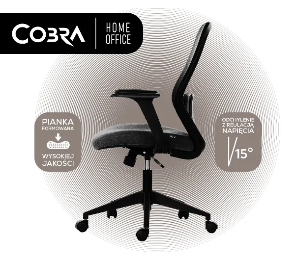 Cobra Office One HF306BK Biurowy do 150kg Tkanina Czarny - Kup na Raty - RRSO 0%