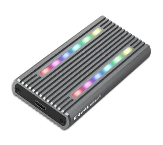 Qoltec 52272 M.2 SSD SATA NVMe RGB LED USB-C Szary
