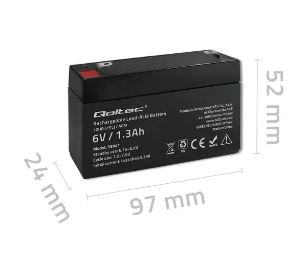 Qoltec 53041 AGM 6V 1.3Ah