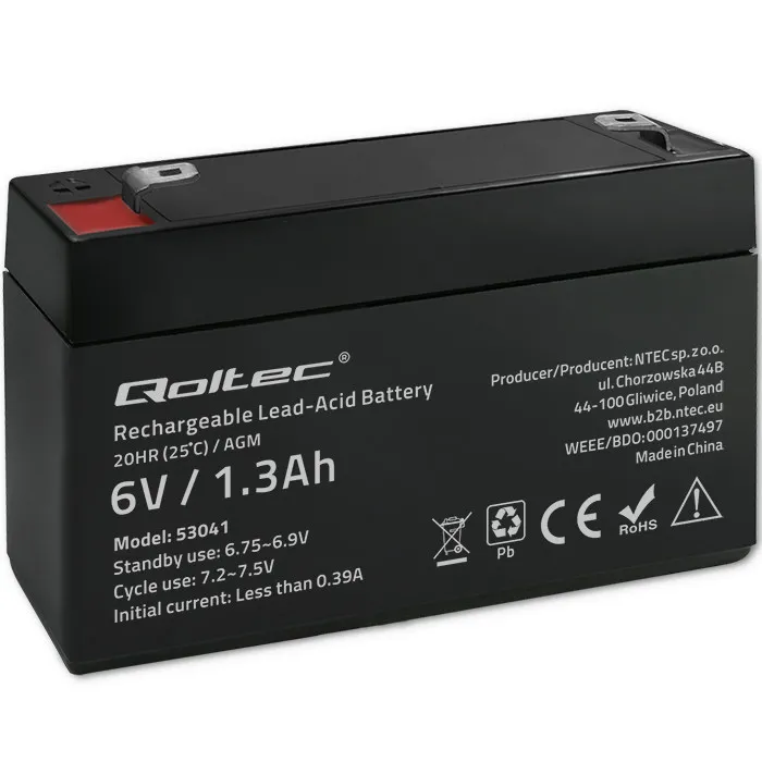 Akumulator Qoltec 53041 AGM 6V 1.3Ah