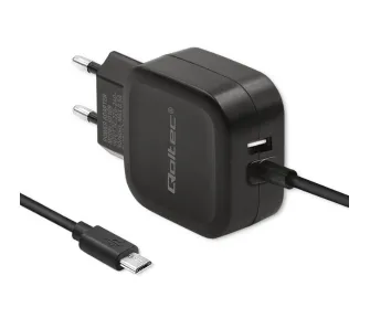 Ładowarka sieciowa Qoltec 50189 USB-A microUSB 17W Czarny