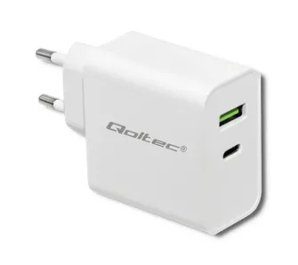 Ładowarka sieciowa Qoltec 51718 USB-A USB-C 45W Biały