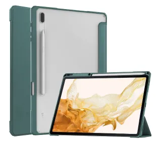 Bizon Case Tab Clear Matt z klapką do Samsung Galaxy Tab S8 Plus / S7 Plus / S7 FE Ciemnozielony