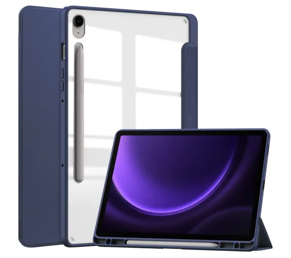 Bizon Case Tab Clear Matt z klapką do Samsung Galaxy Tab S10 Lite / S10 FE / S9 / S9 FE Granatowy