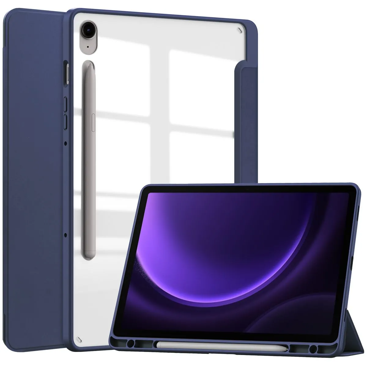 Etui na tablet Bizon Case Tab Clear Matt z klapką do Samsung Galaxy Tab S10 Lite / S10 FE / S9 / S9 FE Granatowy