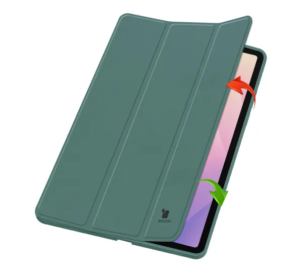 Bizon Case Tab Lizard z klapką do Samsung Galaxy Tab S11 Ciemnozielony