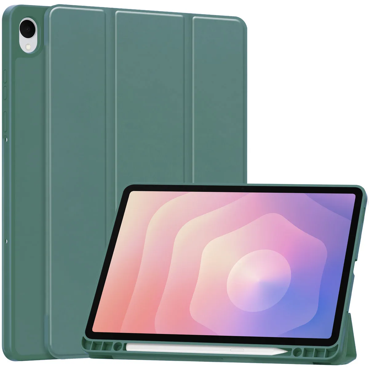 Etui na tablet Bizon Case Tab Lizard z klapką do Samsung Galaxy Tab S11 Ciemnozielony