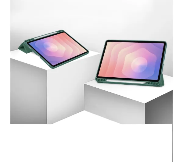 Bizon Case Tab Lizard z klapką do Samsung Galaxy Tab S11 Ciemnozielony