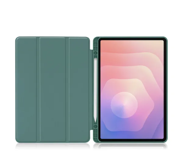 Bizon Case Tab Lizard z klapką do Samsung Galaxy Tab S11 Ciemnozielony