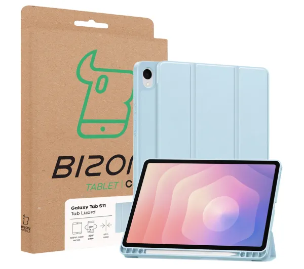Bizon Case Tab Lizard z klapką do Samsung Galaxy Tab S11 Błękitny