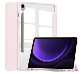Bizon Case Tab Clear Matt z klapką do Samsung Galaxy Tab S10 Lite / S10 FE / S9 / S9 FE Jasnoróżowy
