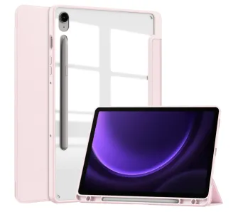 Etui na tablet Bizon Case Tab Clear Matt z klapką do Samsung Galaxy Tab S10 Lite / S10 FE / S9 / S9 FE Jasnoróżowy