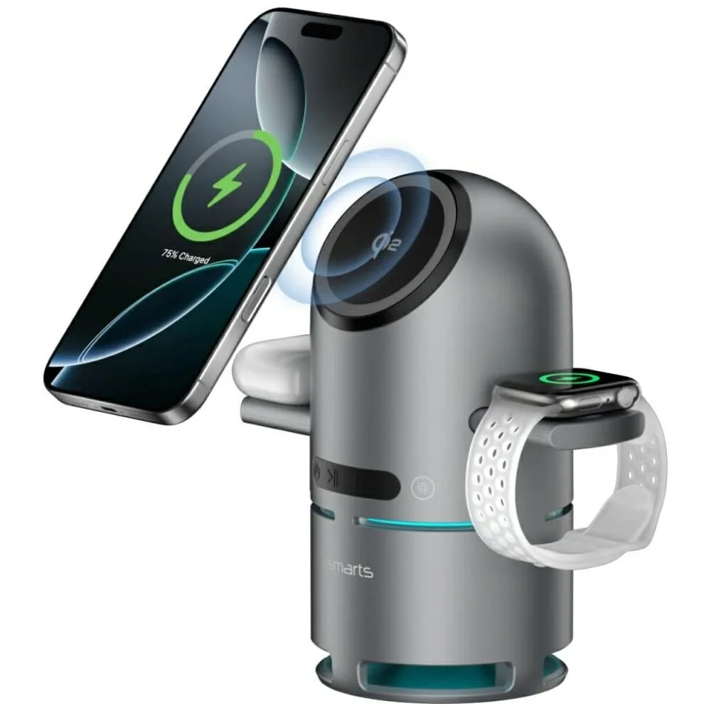 Ładowarka indukcyjna 4smarts ChargeBot Sound Qi2 Szary