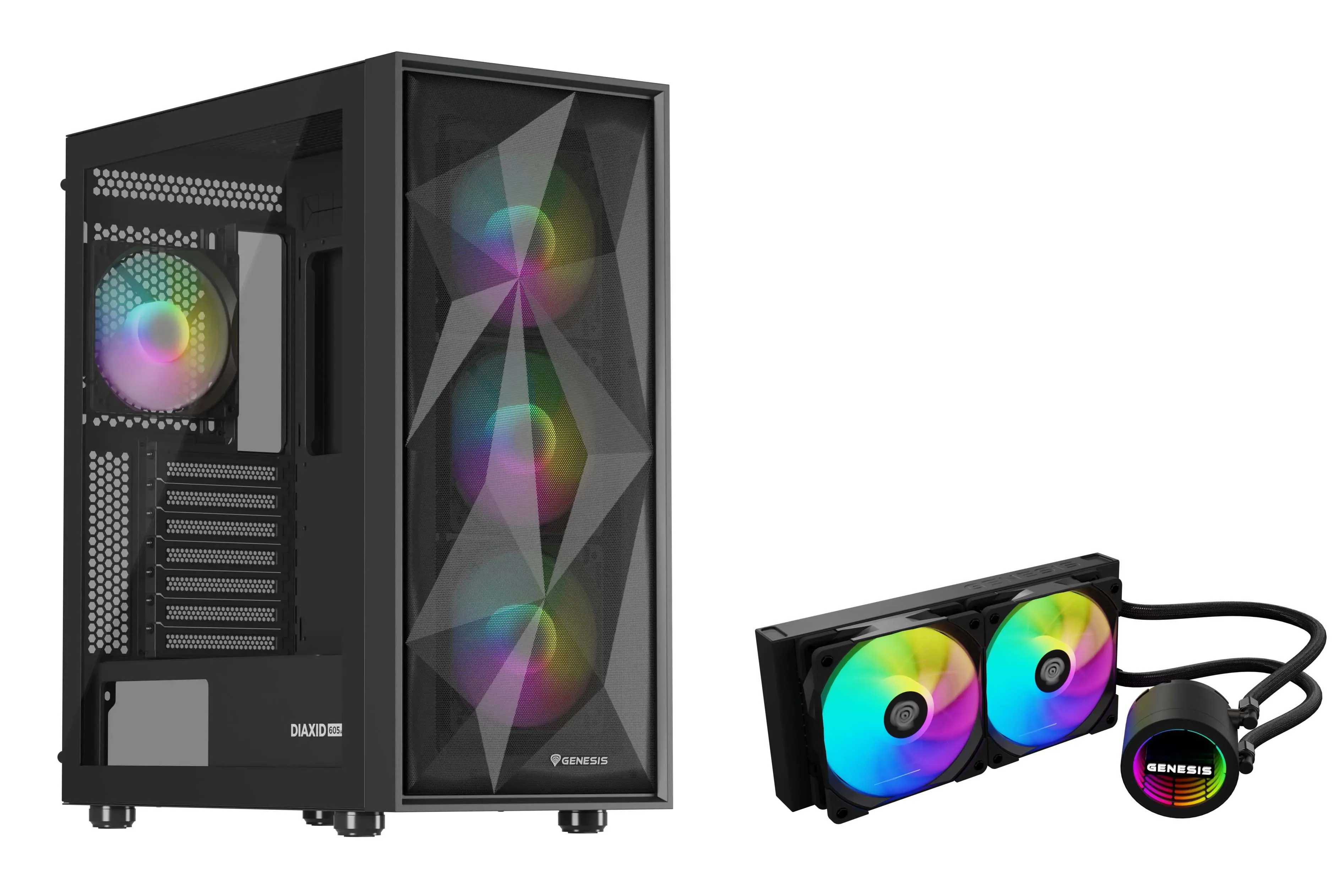 Obudowa Genesis Diaxid 605 ARGB Czarny + Hydria 240 ARGB Czarny