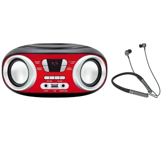 Manta MM9210BT CHILLI Bluetooth Czarno-czerwony + Słuchawki MNH02 - ⚡ EURO HIT CENOWY! ⚡