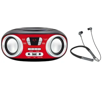 Radioodtwarzacz Manta MM9210BT CHILLI Bluetooth Czarno-czerwony + Słuchawki MNH02