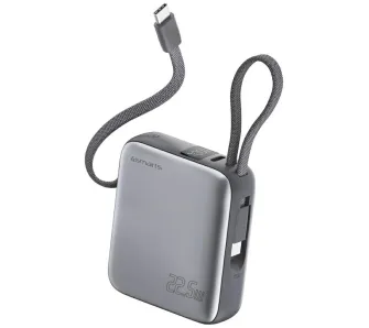 Powerbank 4smarts Pocket Dual Cord 10000mAh 22,5W Wbudowany kabel USB-C Szary